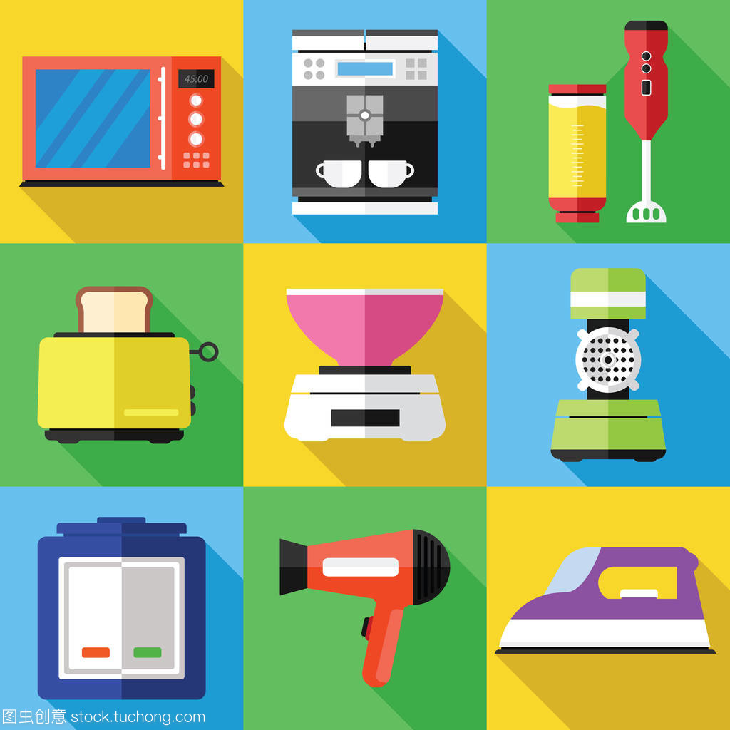 平面設(shè)計家用電器圖標(biāo)集